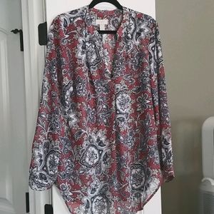 Loft split neck pullover tunic